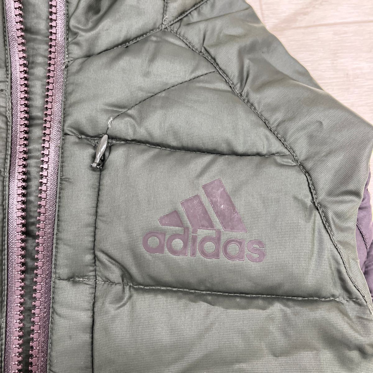 1352◎ adidas CLIMA 365 アディダス トップス ダウン ジャケット アウター ベスト フルジップ カジュアル カーキ メンズS_画像5