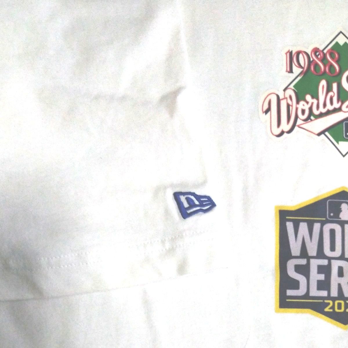 NEW ERA ＬＡ Tシャツ 半袖Dodgers/LA/刺繍/プリント/Tシャツ/M/コットン/WHT/無地/ワールドシリーズ