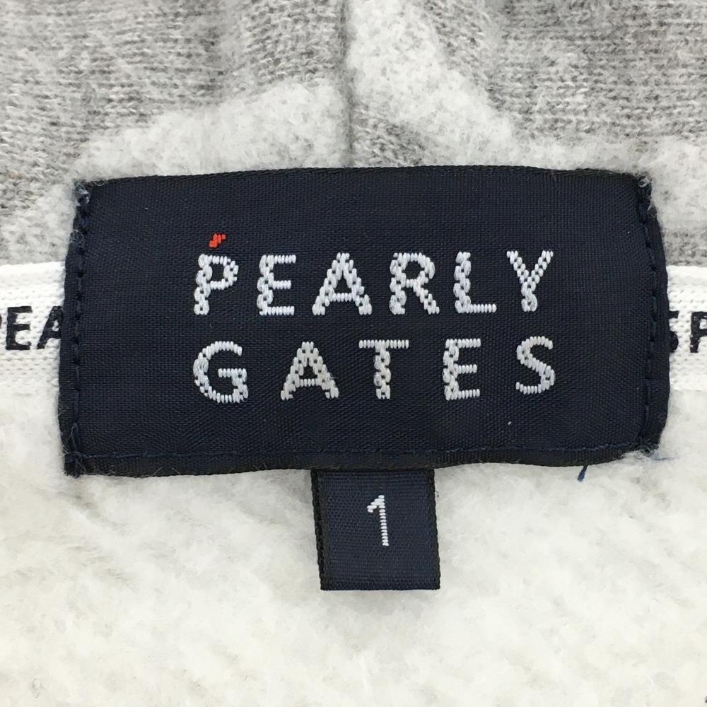 [ прекрасный товар ] Pearly Gates вязаный Parker светло-серый × белый Logo общий рисунок обратная сторона ворсистый женский 1(L) Golf одежда PEARLY GATES
