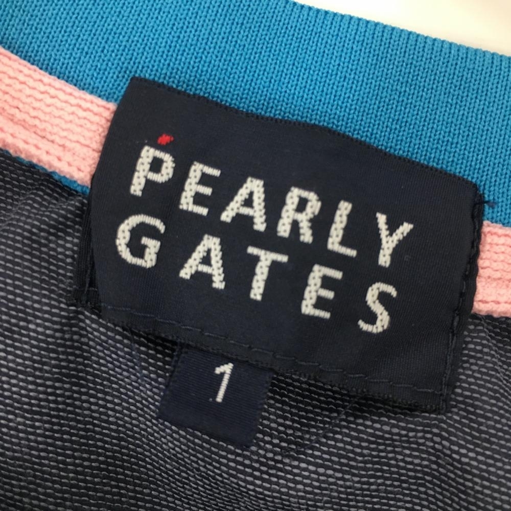 パーリーゲイツ 半袖スニード ライトブルー×ネイビー ビックロゴ ブルゾン レディース 1(S) ゴルフウェア PEARLY GATES_画像3