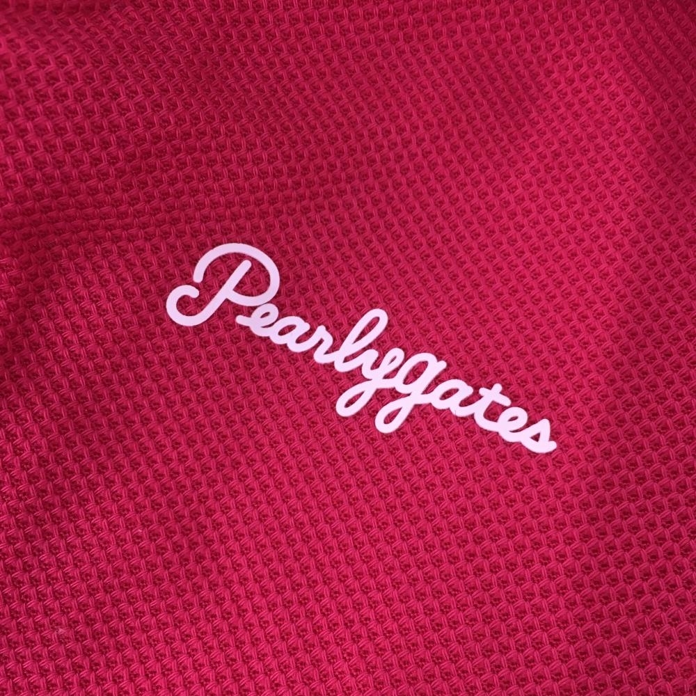 パーリーゲイツ 半袖ポロシャツ ピンク×白 シリコンワッペン レディース 0(S) ゴルフウェア 2023年モデル PEARLY GATES_画像4