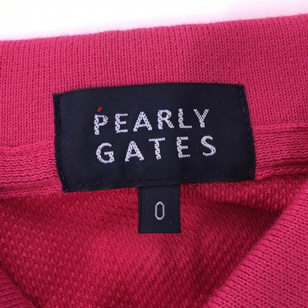 パーリーゲイツ 半袖ポロシャツ ピンク×白 シリコンワッペン レディース 0(S) ゴルフウェア 2023年モデル PEARLY GATES_画像5