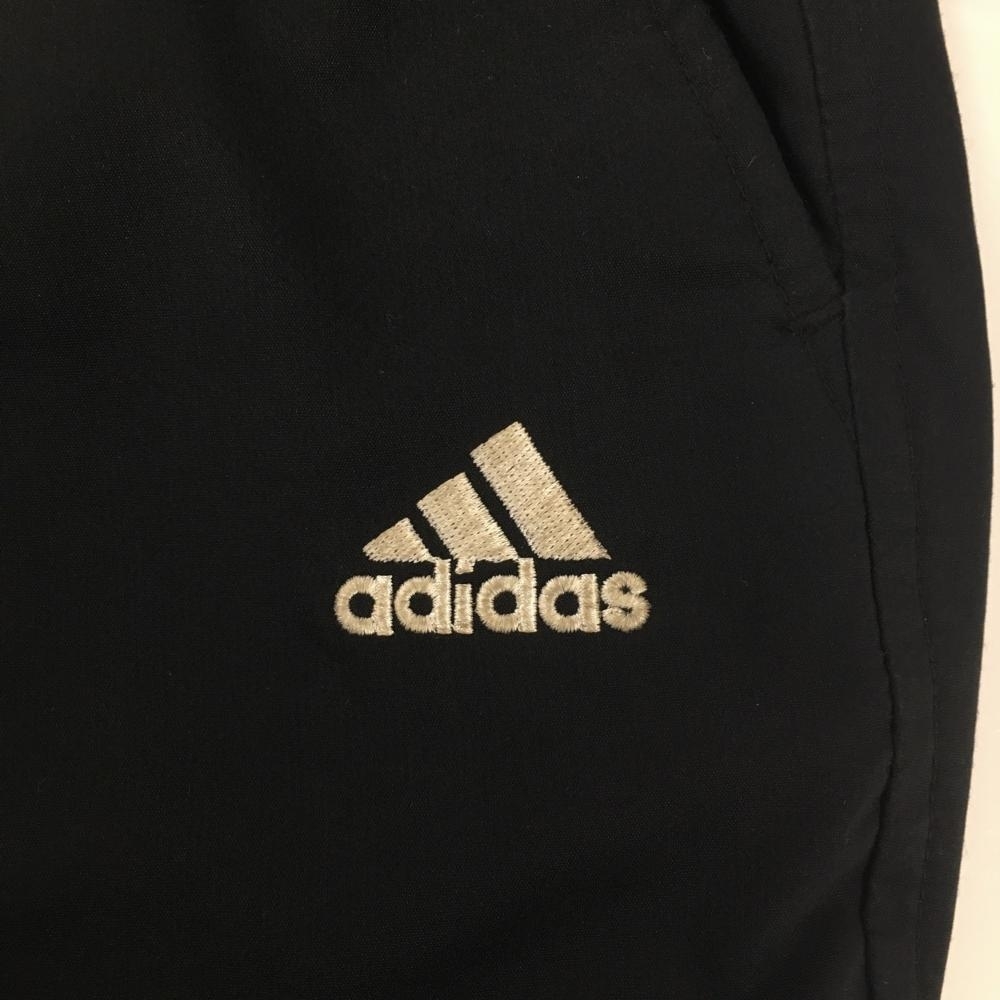 アディダス パンツ 黒 ロゴ刺しゅう 裾3ライン 裏起毛 裾ドローコード メンズ M ゴルフウェア adidas_画像6