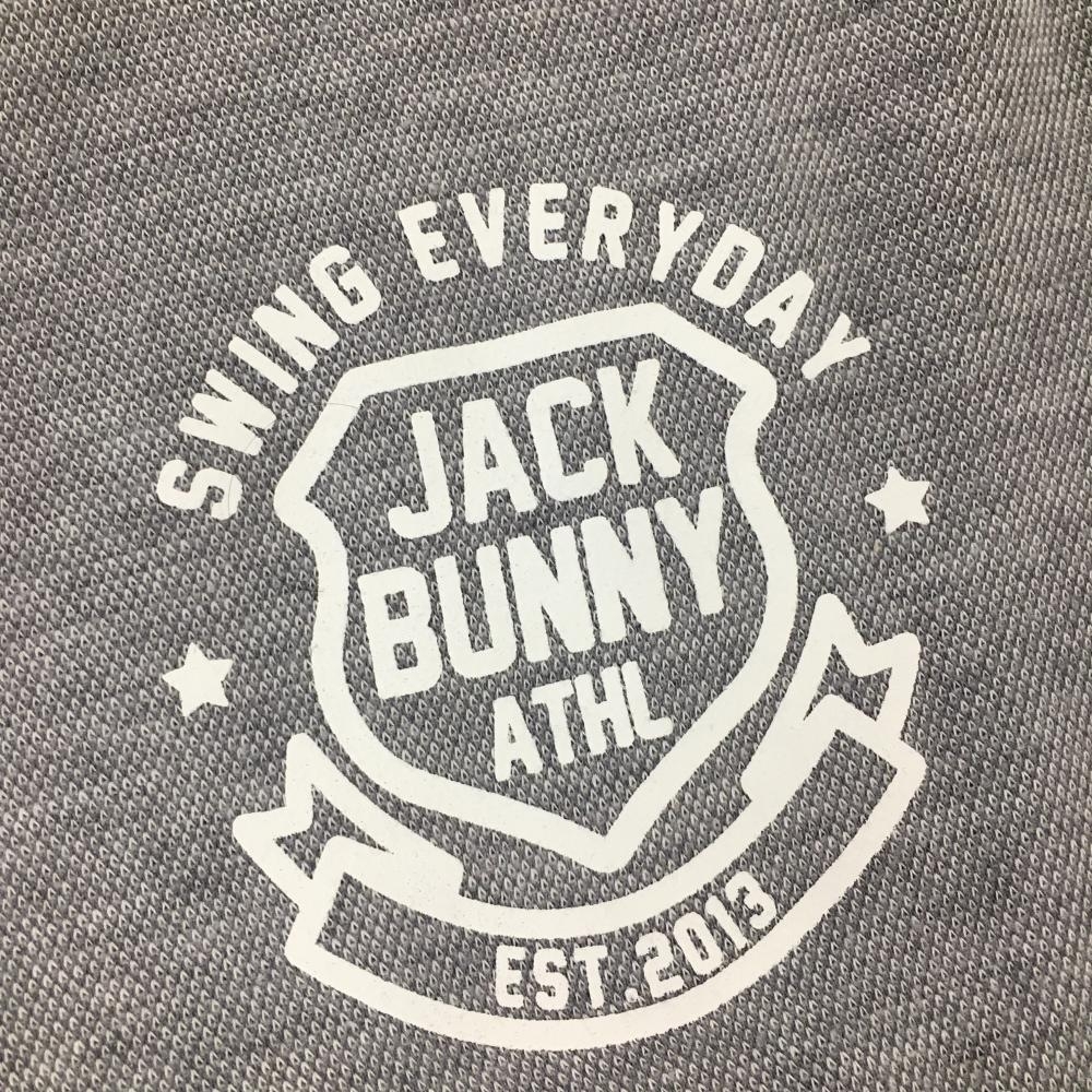 【美品】ジャックバニー 長袖ハイネックシャツ ライトグレー×白 微起毛素材 アクリル混 メンズ 4(M) ゴルフウェア Jack Bunny_画像3