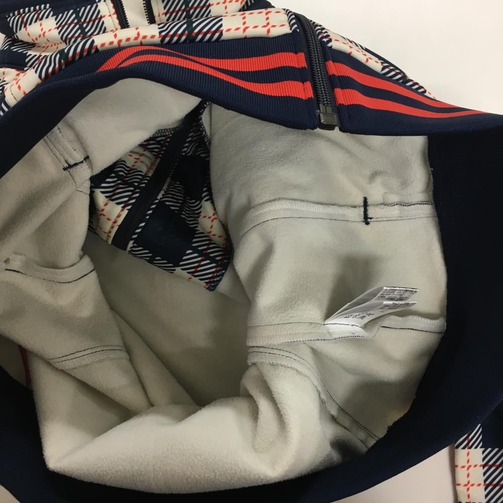 [ super-beauty goods ] filler Golf jacket blouson navy × white check reverse side nappy lady's M Golf wear FILA GOLF