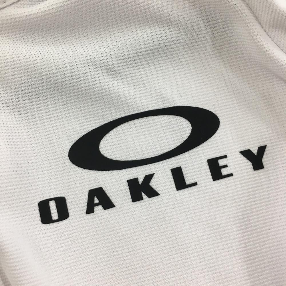 【超美品】オークリー 半袖ハイネックシャツ 白 ハーフジップ 一部メッシュ メンズ S ゴルフウェア Oakley_画像3