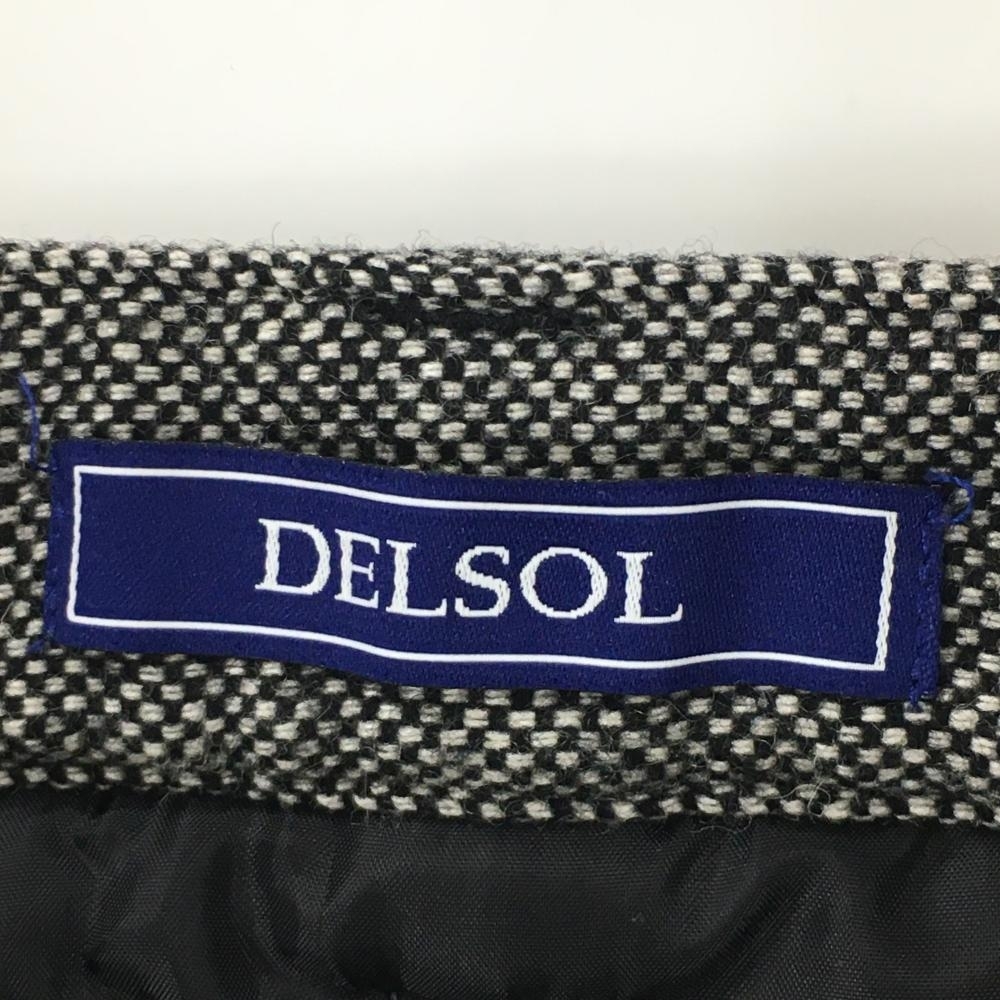【超美品】デルソル 中綿スカート 黒×白 織生地 ウール混 レディース S ゴルフウェア DELSOL_画像6