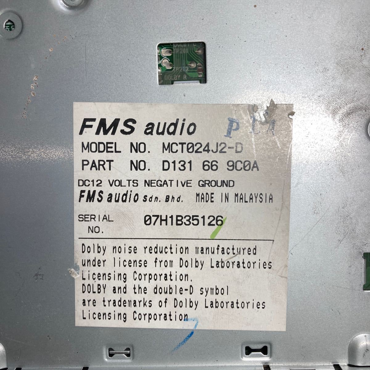 AV2-623 激安 カーステレオ MAZDA FMS MCT024J2-D 07H1B35126 カセット テープデッキ 通電未確認 ジャンクの画像4