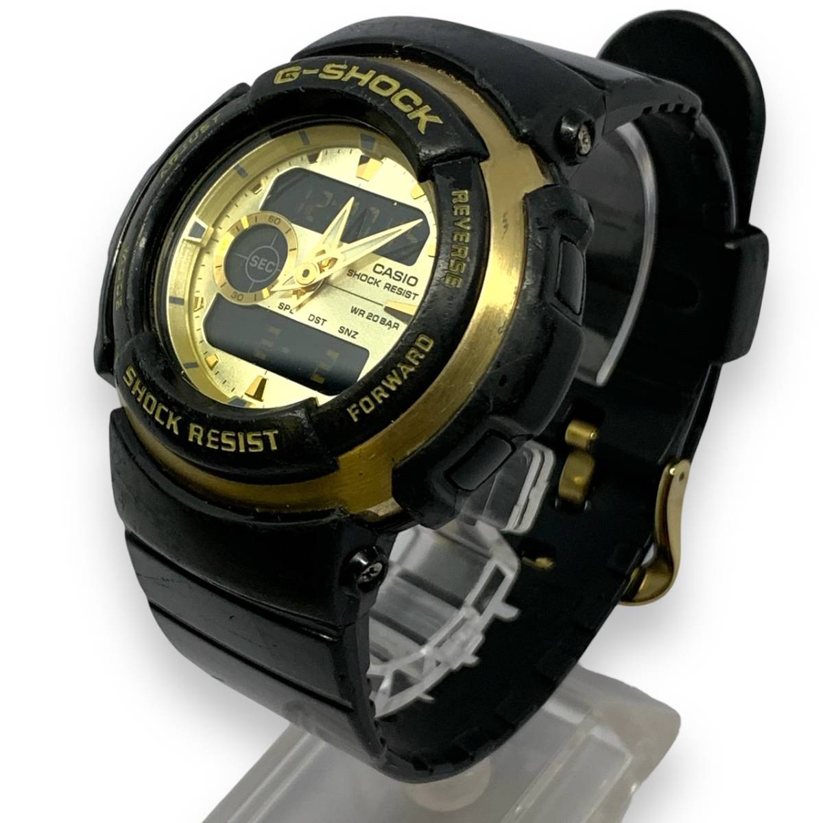 ■稼働品　CASIO カシオ G-SHOCK　G-300G-9　アナデジ/デジアナ　ゴールド文字盤 ラウンド メンズ腕時計_画像3