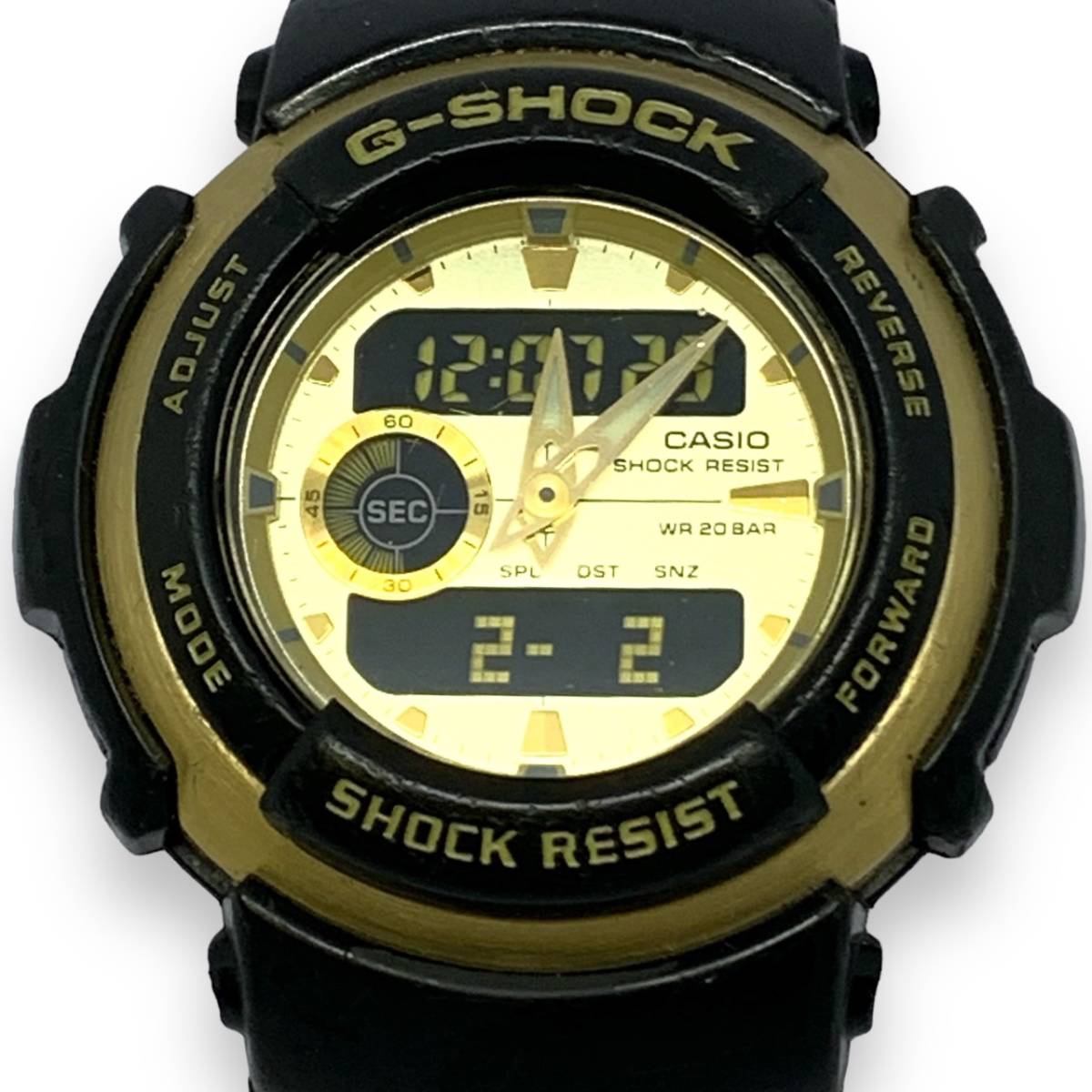 ■稼働品　CASIO カシオ G-SHOCK　G-300G-9　アナデジ/デジアナ　ゴールド文字盤 ラウンド メンズ腕時計_画像1