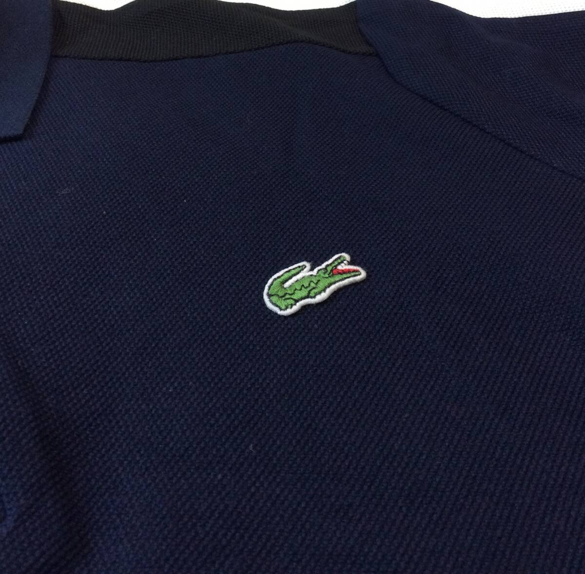 未使用 LACOSTE ラコステ フランス製 長袖ポロシャツ 袖ライン ネイビー/ホワイト/ブラック メンズ 4_画像3