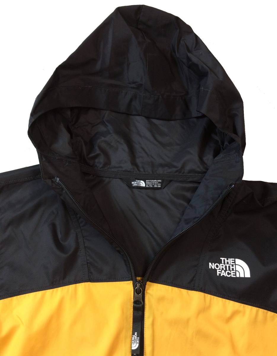 THE NORTH FACE ノースフェイス アノラックジャケット 薄手 ナイロン ブラック/グレー/イエロー系 WINDWALL BOYS XL 18/20 送料250円 の画像3