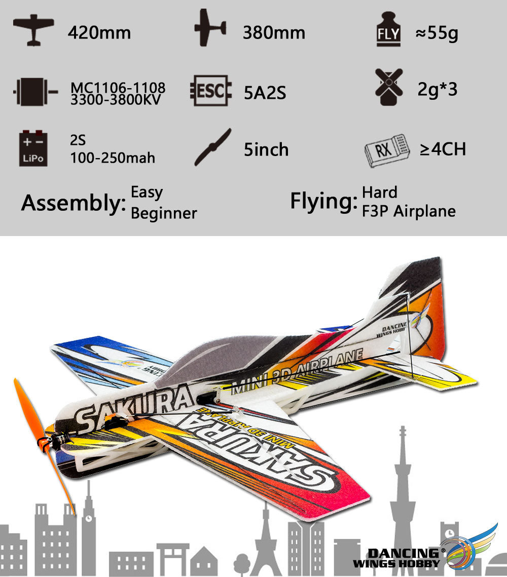 ラジコン 飛行機 EPPマイクロ3D 屋内飛行機 SAKURA RC E210 組み立てキット E2101_画像8
