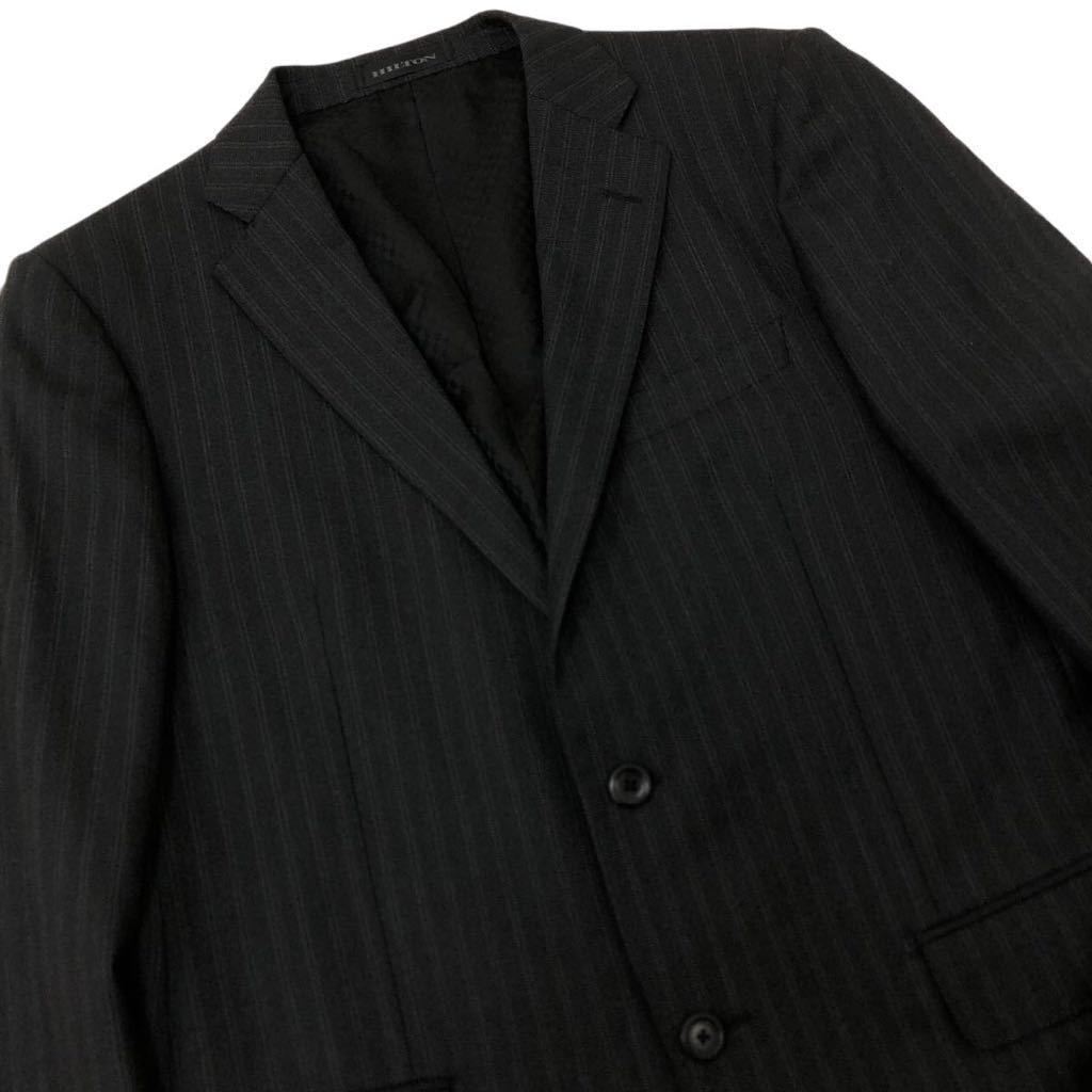 m486-46 HILTON ヒルトン GUABELLO グアベロ社生地 シングル スーツ セットアップ テーラード ジャケット パンツ グレー メンズ 紳士 AB6の画像3