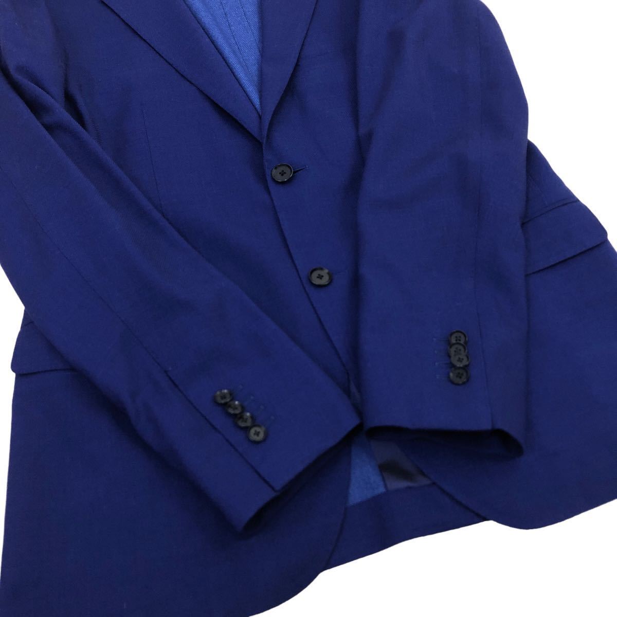 m480-22 美品 TOMORROWLANDトゥモローランド ゼニア社 COOL EFFECT テーラード ジャケット 上着 羽織り トップス ブルー メンズ 50_画像4