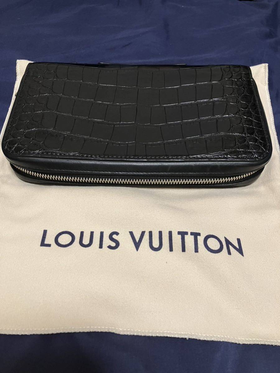 【美品 】 定価120万円 LOUIS VUITTON ルイヴィトン ジッピーXL クロコダイル ジッピーウォレット アリゲーター 長財布 黒 N92971 ノワール_画像1