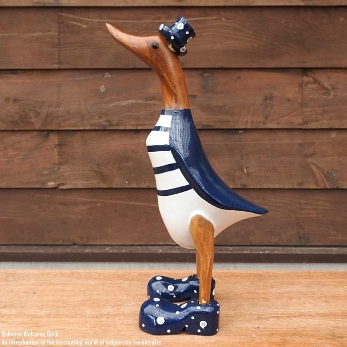  welcome board a Hill san border blue S size wellcome doll ... hand made animal interior animal ornament wooden objet d'art 