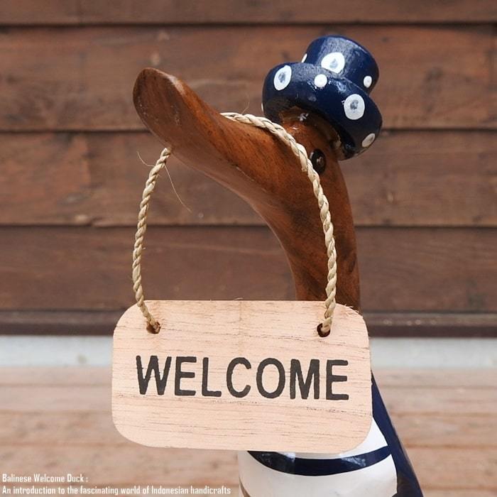  welcome board a Hill san border blue S size wellcome doll ... hand made animal interior animal ornament wooden objet d'art 
