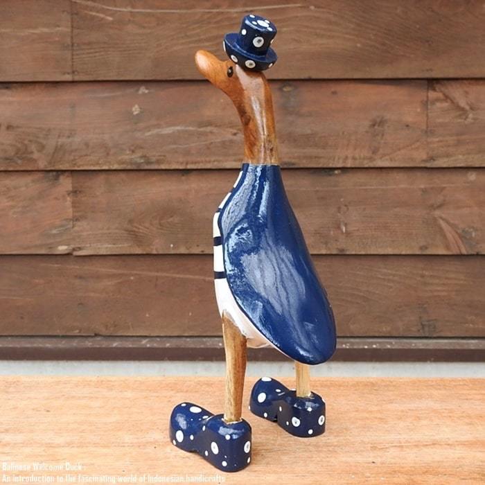  welcome board a Hill san border blue S size wellcome doll ... hand made animal interior animal ornament wooden objet d'art 