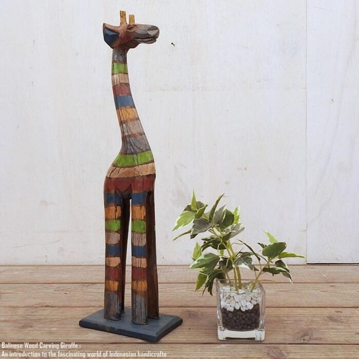  giraffe. objet d'art RB 40cm Rainbow color . rin san tree carving. animal animal interior Asian miscellaneous goods 