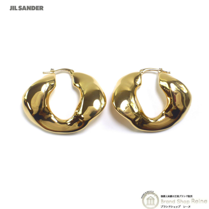 ジルサンダー （JIL SANDER） フープ ツイスト ロゴ ピアス J12VG0061 ゴールド 両耳用（新品）