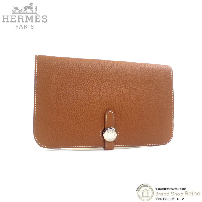 エルメス （HERMES） ドゴンGM デュオ トリヨンクレマンス ゴールド D刻 長財布 SV金具（未使用品）中古_画像1