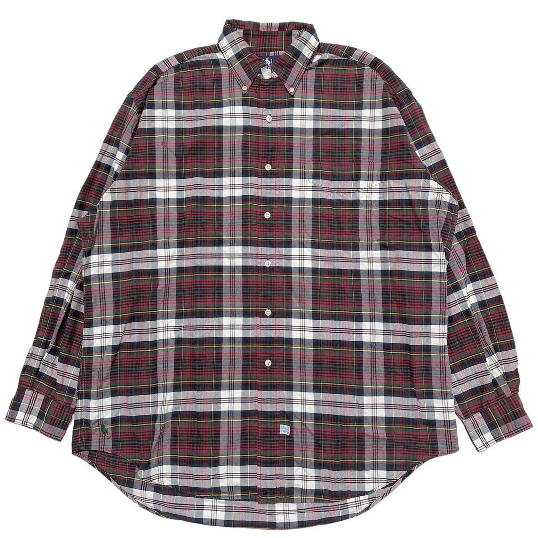 90s】ラルフローレン Big Oxford 裾ポニー チェック BDシャツ 90s】ラルフローレン Big Oxford 裾ポニー チェック BDシャツ