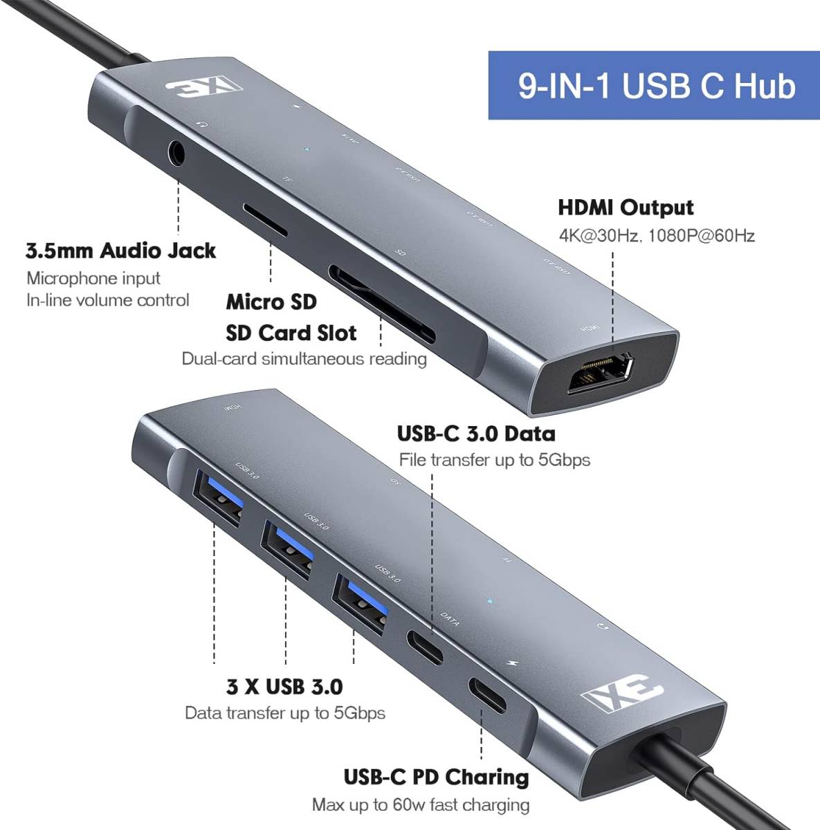 USB C ハブ 9in1アダプタ HDMI type-c マック PC iPad_画像2