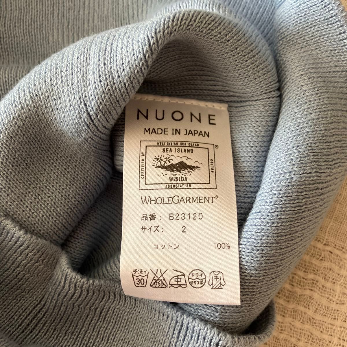 タグ付き新品　ヌワン　最高級コットン海島綿100% リブ編みニット　セーター　無縫製ホールガーメント　M 日本製　春