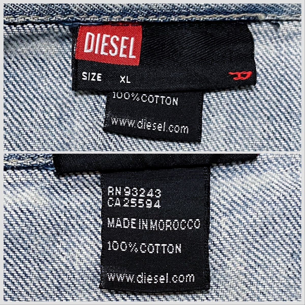 《超希少XLサイズ》DIESEL ディーゼル ヴィンテージ加工 デニムジャケット Gジャン ブルゾン インディゴブルー 刻印ボタン メンズ _画像9