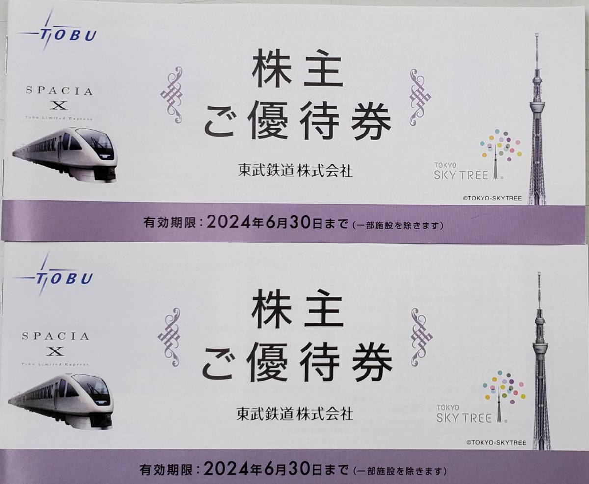 東武鉄道株主優待券冊子×２冊　2024年6月30日有効　ネコポス便送料無料_画像1