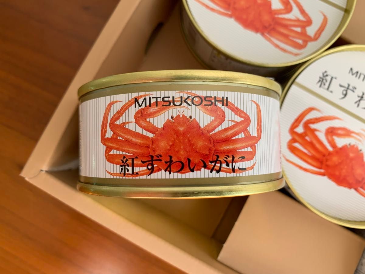 【新品】三越MITSUKOSHI伊勢丹ISETAN◆北海道産　紅ずわいがに缶詰　5缶◆お中元　お歳暮◆匿名配送