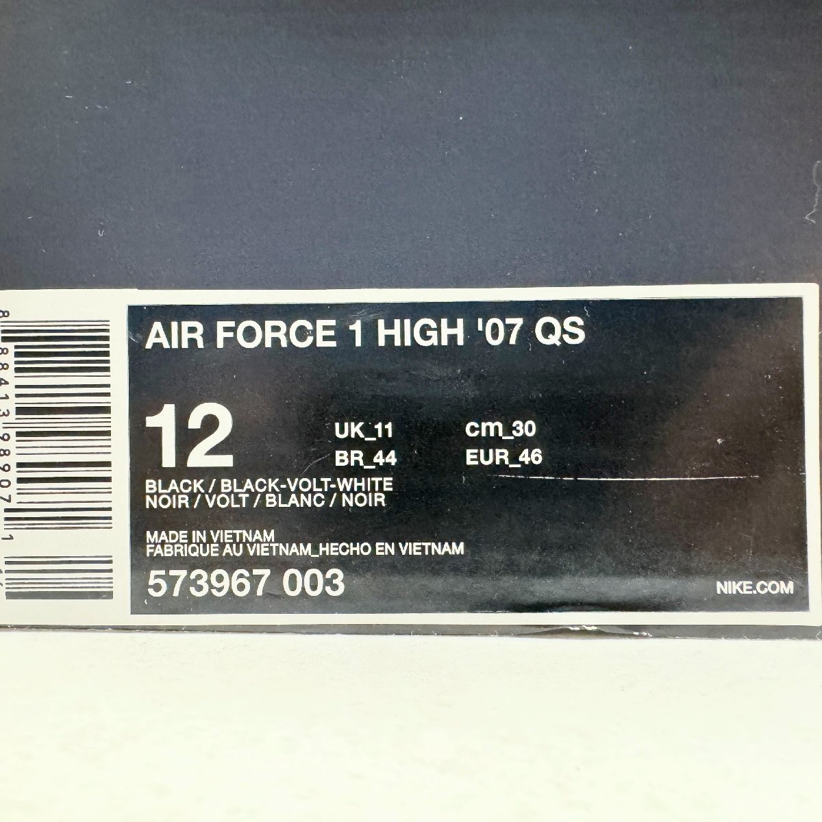 30cm NIKE AIR FORCE 1 HIGH 07 QS 573967-003 ナイキ エアフォース1 ハイ 07 QG ブラック メンズ スニーカー EE H105539_画像8