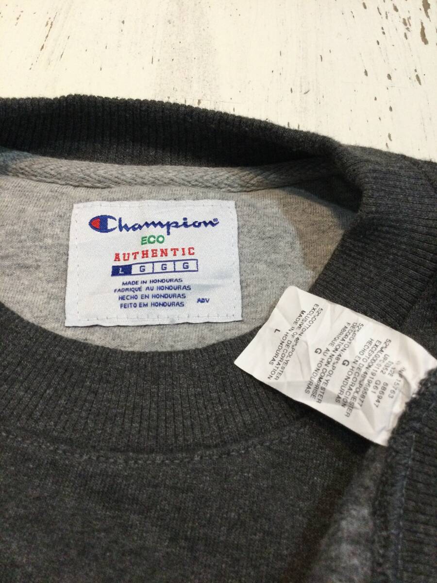 Champion チャンピオン 無地 袖ロゴ スウェット スウェットシャツ トレーナー クルーネック メンズL〜XL 大きめ【良品】242_画像10