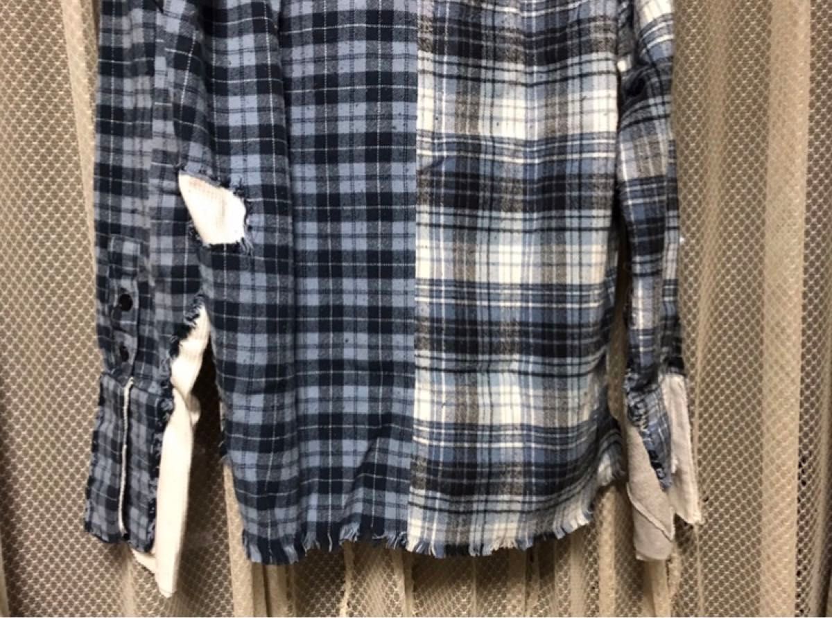 新品GREG LAUREN グレッグローレン FLANNEL STUDIO SHIRT 再構築 リメイク フランネルチェックシャツ