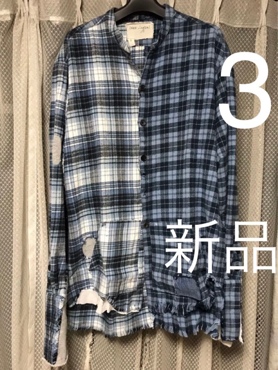 新品GREG LAUREN グレッグローレン FLANNEL STUDIO SHIRT 再構築 リメイク フランネルチェックシャツ