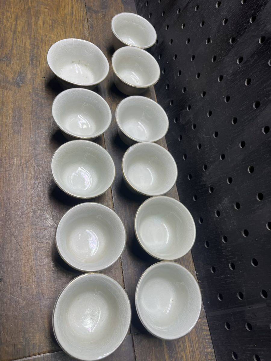 蔵出し　九谷焼 茶器セット 湯呑 12客 湯冷まし1客 茶碗 煎茶器 茶道具 煎茶道具 茶具 色絵 金彩 染付 赤絵 細密 陶器 古九谷 時代物_画像5