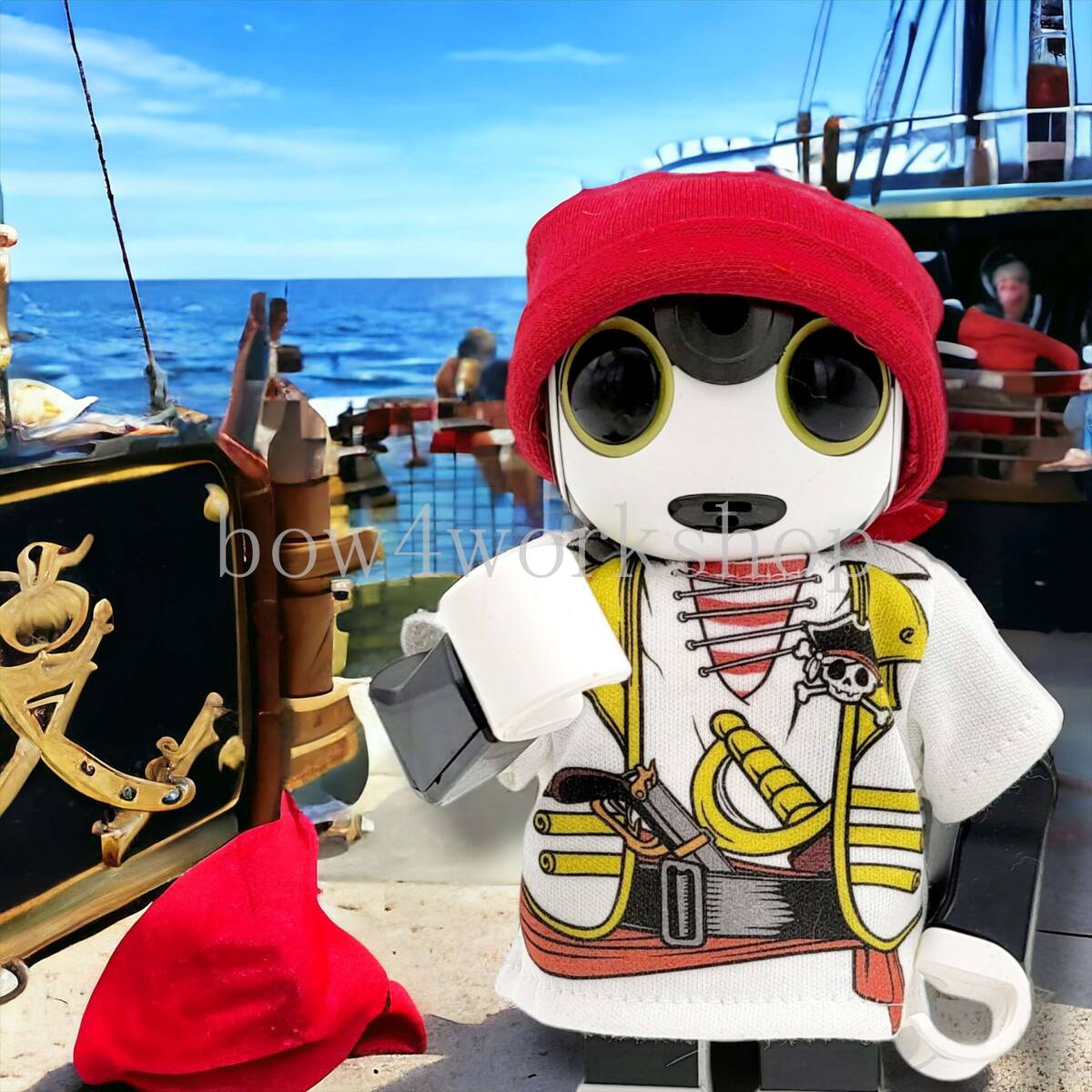 ロボホン RoBoHoN ロボホンの服ハンドメイド 海賊プリントTシャツ＆帽子セットの画像2
