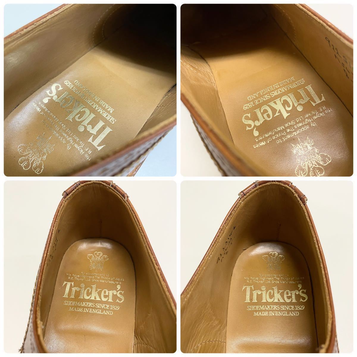 美品 高級革靴 Tricker’sトリッカーズ BOURTON バートン 26.5cm カントリーシューズ ウイングチップ ブラウン 茶 レザー メダリオン 紳士_画像8