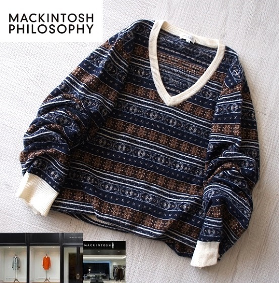 MACKINTOSH PHILOSOPHY/マッキントッシュフィロソフィー/総柄デザインニット_画像1