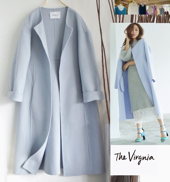 美品/The Virgnia/ザヴァージニア/ロングペールカラースプリングリバーコート_画像1