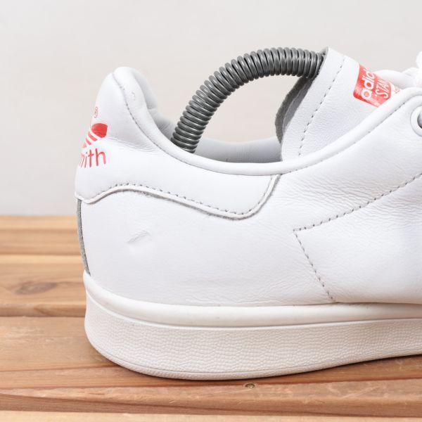 z314 アディダス スタンスミス US9 1/2 26.5cm/白 ホワイト 赤 レッド系 ハート adidas STAN SMITH レディース スニーカー 中古の画像7