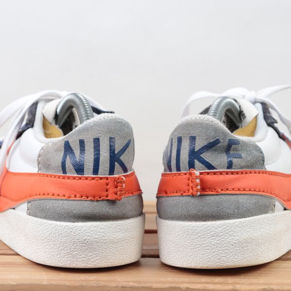 z382 ナイキ ブレーザー ロー ジャンボ US9 27.0cm/白 ホワイト オレンジ 紺 NIKE BLAZER LOW 77 JUMBO ブレザー メンズ スニーカー 中古_画像4