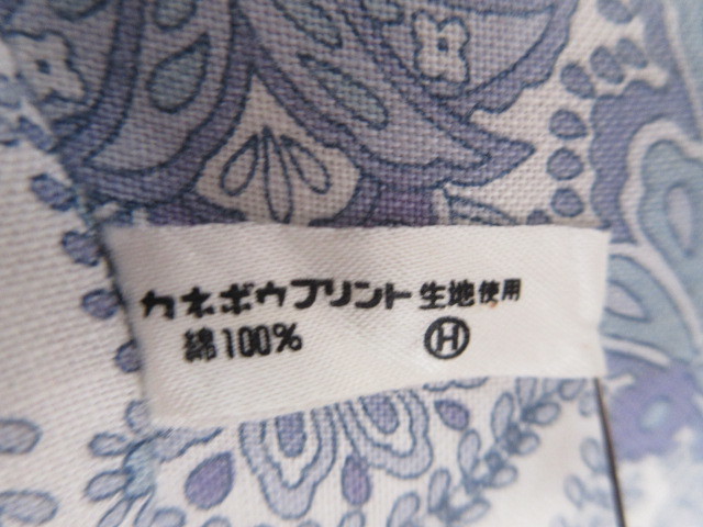 # made in Japan brand goods #[ Kanebo print cloth use ]# cotton 100%# blue da new b. sama . pattern # pretty handmade one Chan # width ≒48cm#