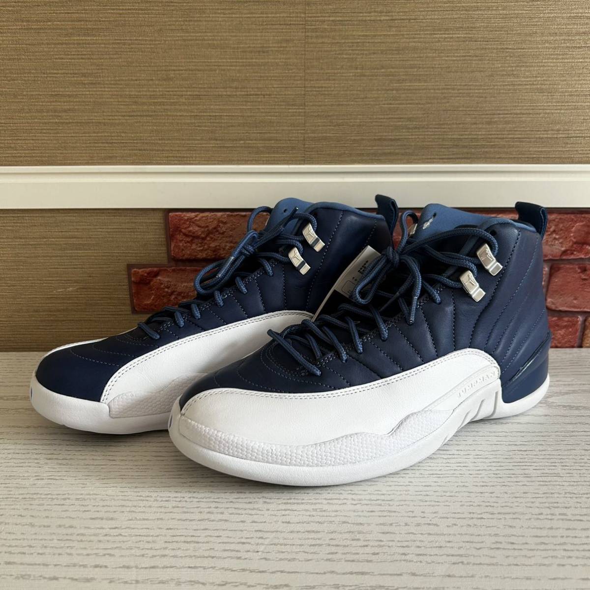 Air jordan retro 12 navy cheap blue and white