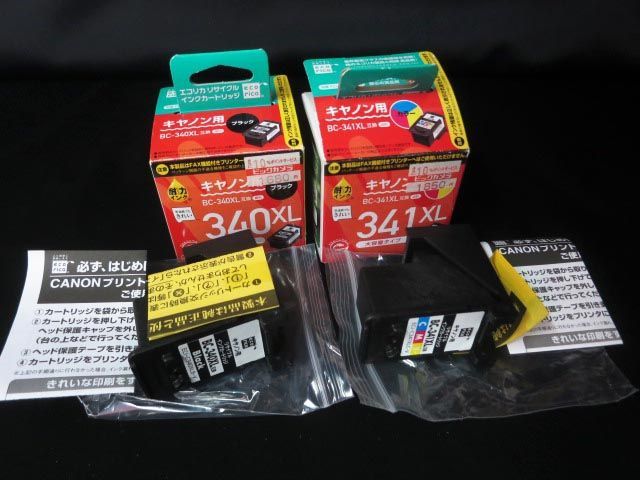 エコリカ canon用 互換インク BC340XL BC341XL 2個セット 現状品【e】_画像1