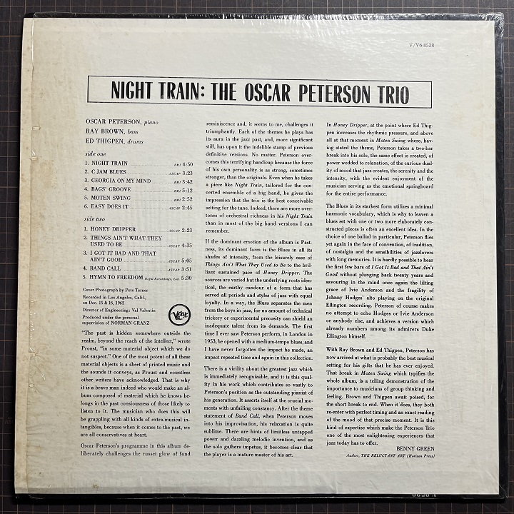 米 US盤 THE OSCAR PETERSON TRIO オスカー・ピーターソン・トリオ Night Train ナイト・トレイン LP C Jam Blues Georgia On My Mind_画像2