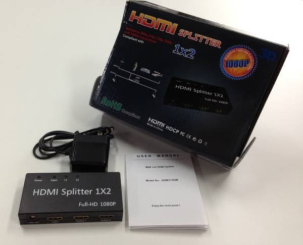 [SALE] * 1:2HDMI distributor Ver1.3b * 3D correspondence HDMI Splitter[ box less ./AC adapter none ] [E0019]