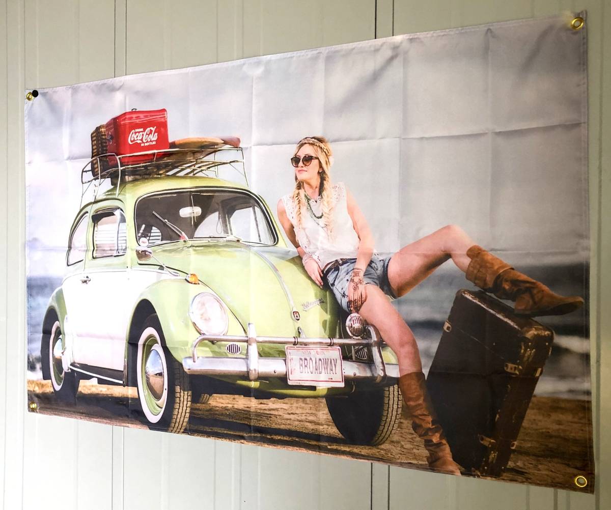 * shop interior ornament specification *CC09 Coca Cola flag Classic retro flag poster Volkswagen Cola poster USA miscellaneous goods american miscellaneous goods 