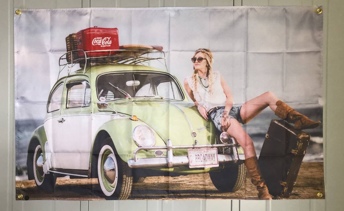 * shop interior ornament specification *CC09 Coca Cola flag Classic retro flag poster Volkswagen Cola poster USA miscellaneous goods american miscellaneous goods 